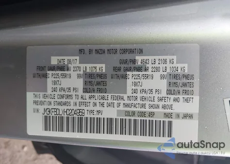 2017 Mazda Cx-5 from USA, damaged, VIN JM3KFBDLXH0204959